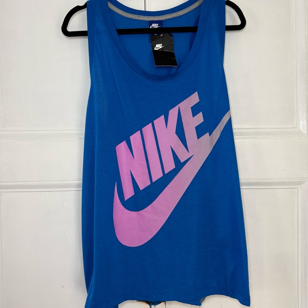 Nike NWT Muscle Tank Blue with Pink/ Purple Swoosh -  Women’s XL